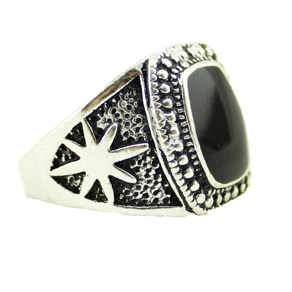 Design incrível retro anel moda jóias na moda estrela padrão anel de metal declaração vintage cocktail anéis masculino feito na china