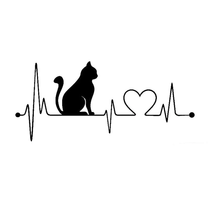 Car Sticker 3D 20*8.9cm Pet Cat Heartbeat Lifeline Decal Sticker On Car Funny Stickers and Decals Vinyl Car Styling