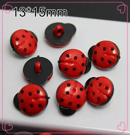 100PCS 13*15mm Cute Beetles plastic buttons 1 hole  Sewing children Buttons