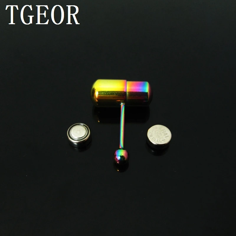 

Free shipping wholesale without electron 20pcs surgical Stainless Steel rainbow vibrating tongue barbell piercing tongue ring