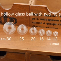 10piece 12-30mm Hollow Glass Ball Double Hole Round Bubble Glass Globe Orbs Jewelry Findings Beads Accessories DIY Handmade