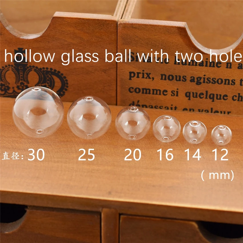 10 sztuk 12-30mm pusta szklana kula podwójny otwór okrągła bańka szklana kula kule komponenty do biżuterii koraliki akcesoria DIY Handmade
