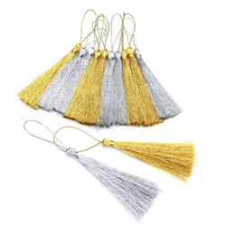 20PCS Gold Silk Silver Silk Tassels Pendant Jewelry Curtain Garments Decorative Accessories Key Bag Pendant Craft Tassels DIY