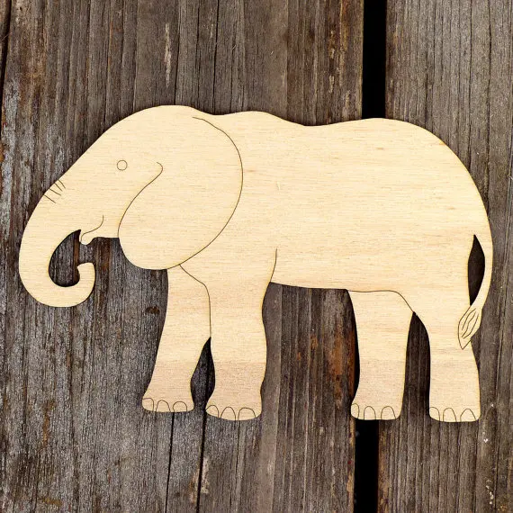 Wooden Elephant Walking Craft Shapes  Plywood Safari