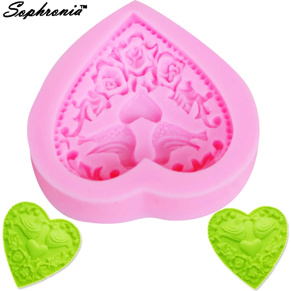 

Sophronia Birds Love Shape 3D Silicone Mold Cake Decoration Fondant Sugarcraft Cake Mold Baking Kitchen Accessories F1014