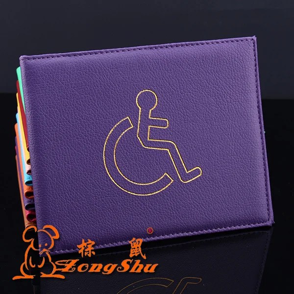 ZONGSHU Pu Leather Disability Card Cover Red Disabled Identity Case Blue Handicapped Id Bags (Customization Accepted)