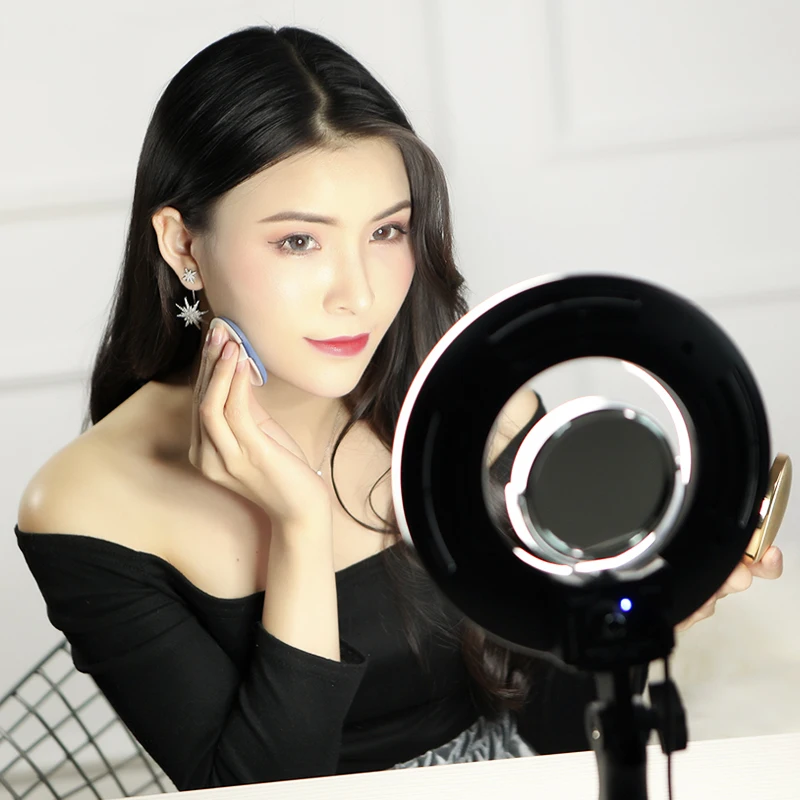 8 Inch 24W 5500K Dimmable Photo Studio Photography Tabletop Makeup Ring Light  Phone Video Live Light Lamp With Free Gift