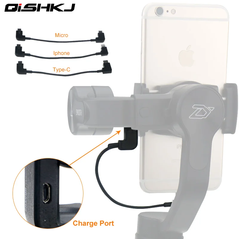 Gimbal Charging Cable For Lightning Type C Micro-USB for Zhiyun Smooth 4 3 Q Feiyutech Vimble 2 Android Samsung iPhone Cable