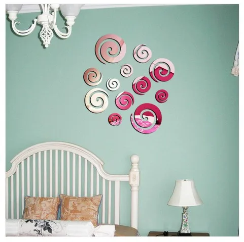 

MEYA Mirror sticker,3D Decorative Mirror Sticker ,Acylic Mirror Sticker, Different Round Circles ,12pcs per set