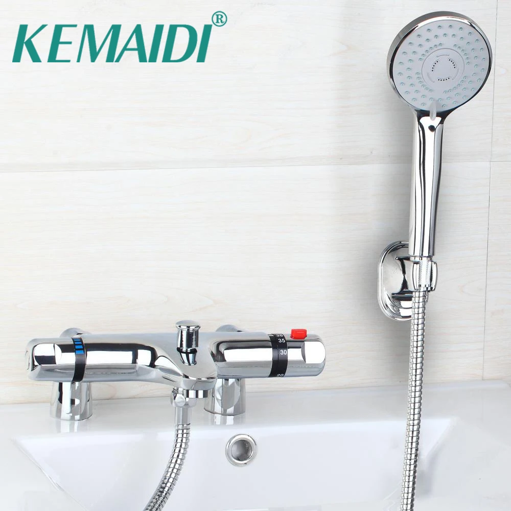 

KEMAIDI Bath Mixer banho de torneira Thermostatic Deck Mount Bathtub Faucet With Hand Shower Faucets Mixers Shower Set