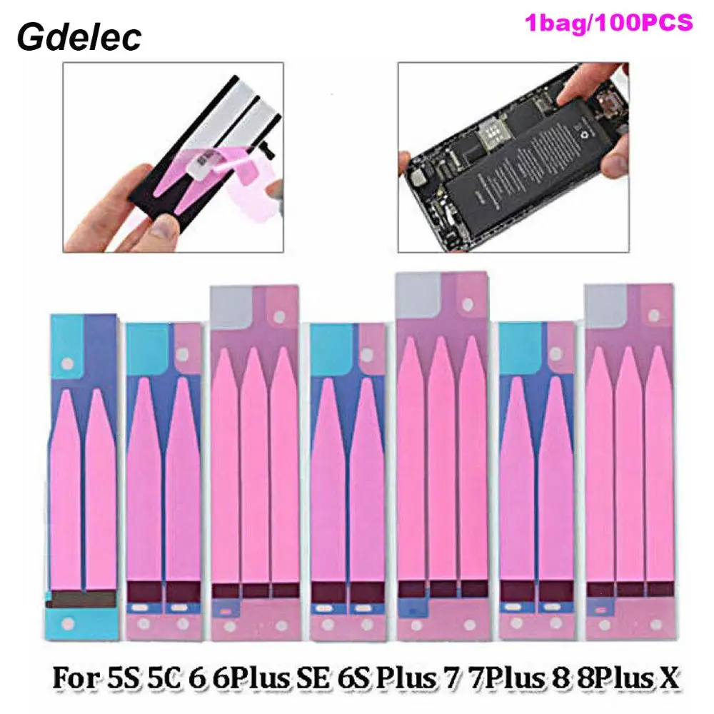 100pcs Battery Adhesive Strip Glue Double Sided Tape for iPhone 5 5s 6 6s 7 8 plus X Xs max Xr battery Sticker