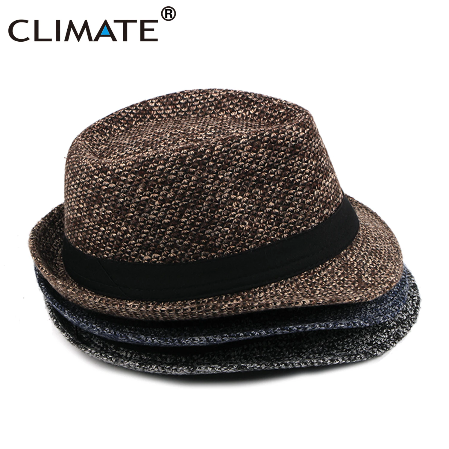 CLIMATE Mens Fedora Hat Solid Gentry Gentleman Hat Jazz Casual Formal Hats for Man Polyester Woolen Mens Fedoras Fedora Hat Cap