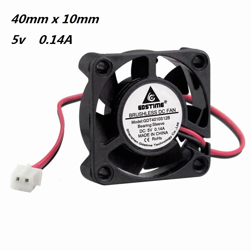 

2Pcs Gdstime 4cm 40mm x 10mm Micro Laptop Cooling Fan 40x40x10mm 5V Power Small Brushless VGA DC Cooler PH2.0 2Pin