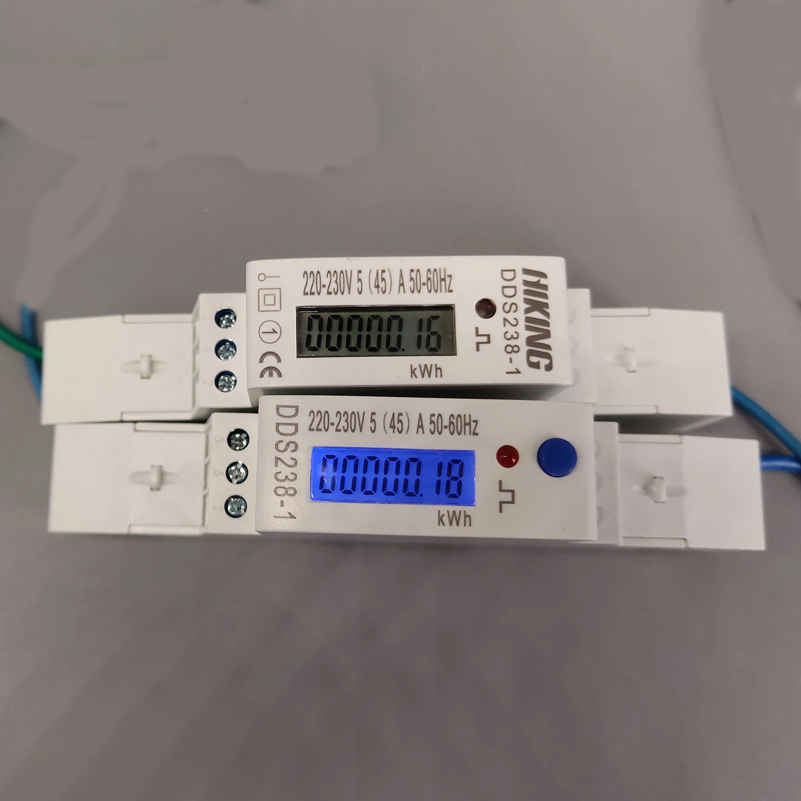 45A 220V 230V 50HZ 60HZ LCD display Single phase Din rail KWH Watt hour din-rail blue backlight energy meter