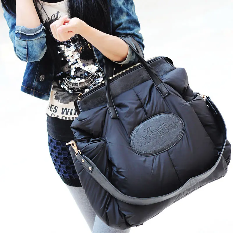 2021 Winter Space Cotton Bale Handbag Woman Casual Large Capacity Totes Bag Down Feather Padded Lady Shoulder Crossbody Bag