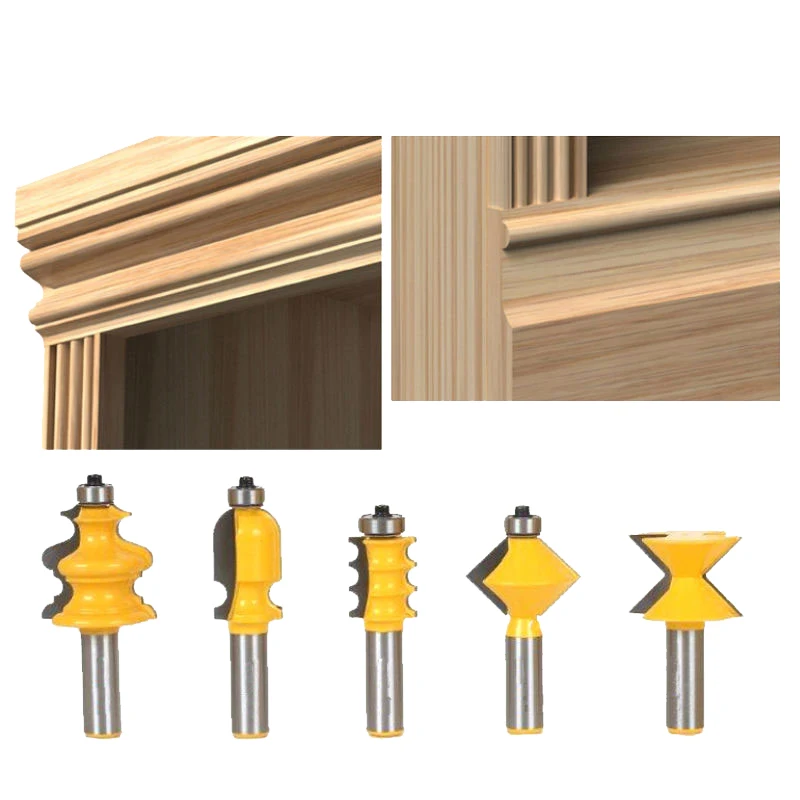 

5PCS/SET DIY Bookshelf Molding & Edge Banding Woodworking Tools Router Bit Table Edge Bit CNC Door Knife Wood Processing