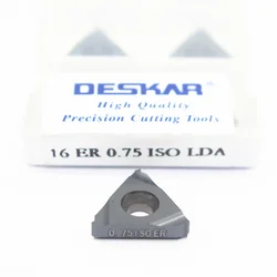 10pcs 16ER 0.5/0.75/1/1.25/1.5/1.75/2/2.5/3 ISO LDA Carbide Inserts CVD Coating DESKAR Cut Steel