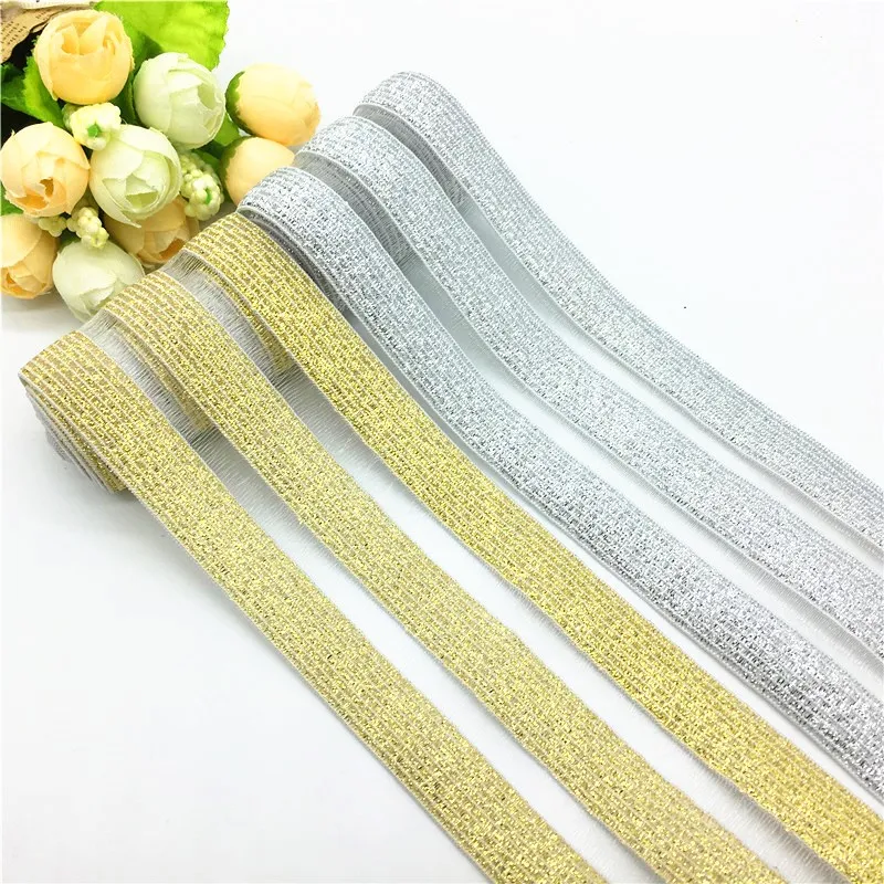 50mm 90mm Silver Gold Elastic Bands Glitter Mesh Soft Elastic Band DIY Crafts Sewing Hand Made Garment Dress Accessory 1meter