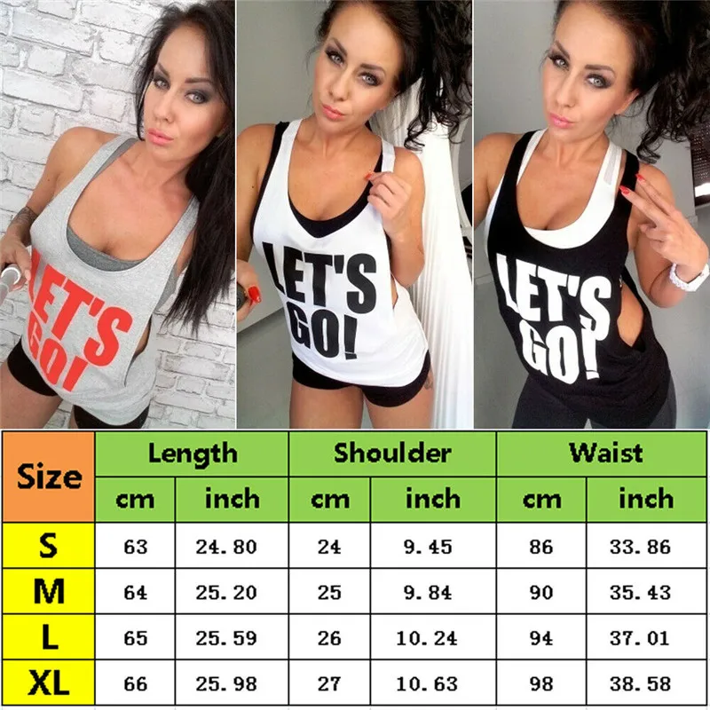 Ladies Sport Top Women Wear Tank  -Gym Crossfit Dance Top Letter Tank Tops Loose Letter Summer Gym Tee