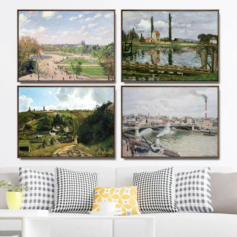 Home Decoration Art Wall Pictures for Living Room Poster Print Canvas Printings Paintingsn French Camille Pissarro Seine River