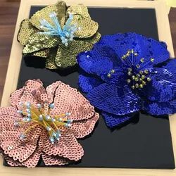 MAXSIN FUN 1 Pc High Quality Fashion Colorful Sequins Sticker Flower Patch Sew on Clothes Decoration Applique DIY Accessories