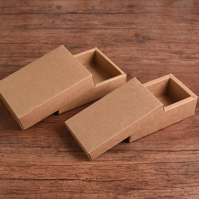 10pcs - Retro Brown Kraft Paper Box DIY Craft Gift boxes for socks towel silk scarves accessory gift packaging