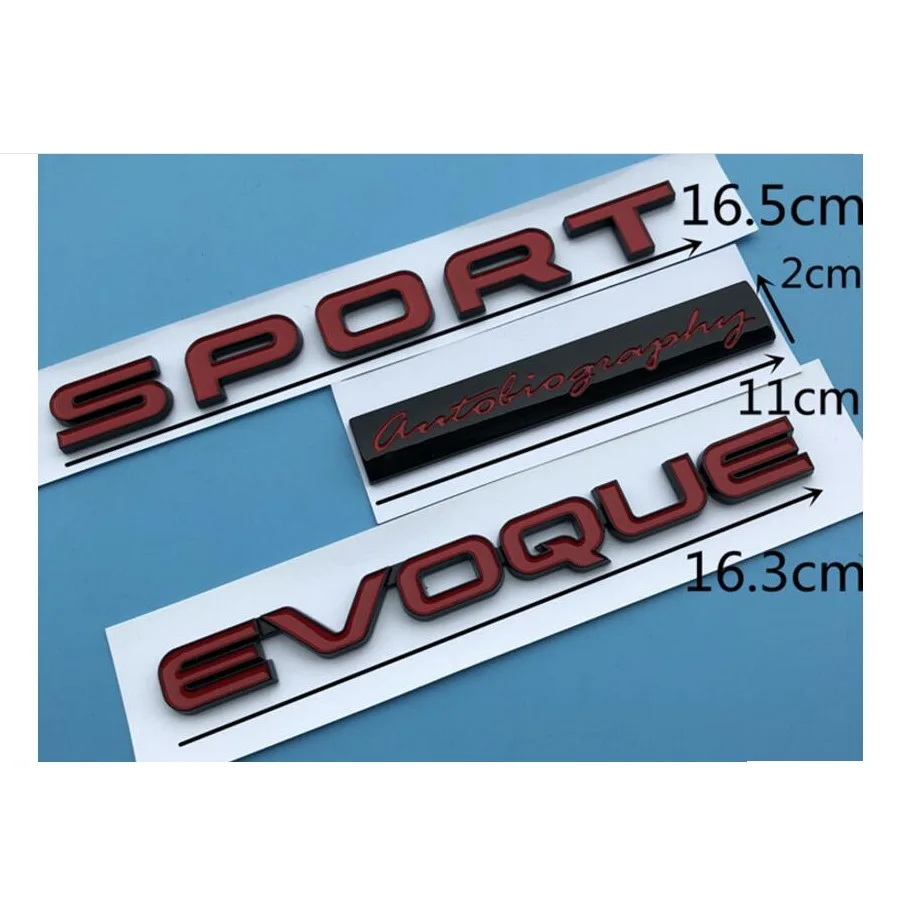 Red Letters EVOQUE SPORT Autobiography Trunk Lids Rear Emblems Badges for Land Rover Discovery Range Rover