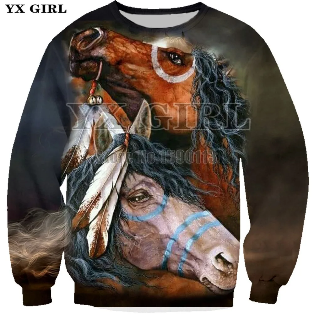 Colorful Horse 3D Sweatshirts Unisex Hoodies With 3D Print Hoodie Unique Autumn Winter Loose Thin Hooded Hoody Top plus size 7XL