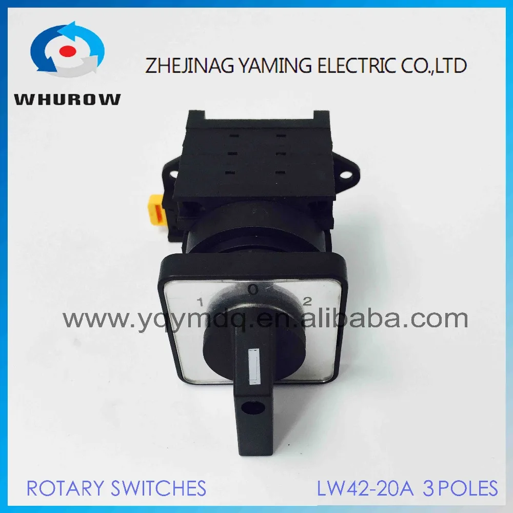 3 Pole Manual Cam Switch Industrial DIN Rail YMW42-20/3 Black 20A 12 Terminal Rotary Universal Selector