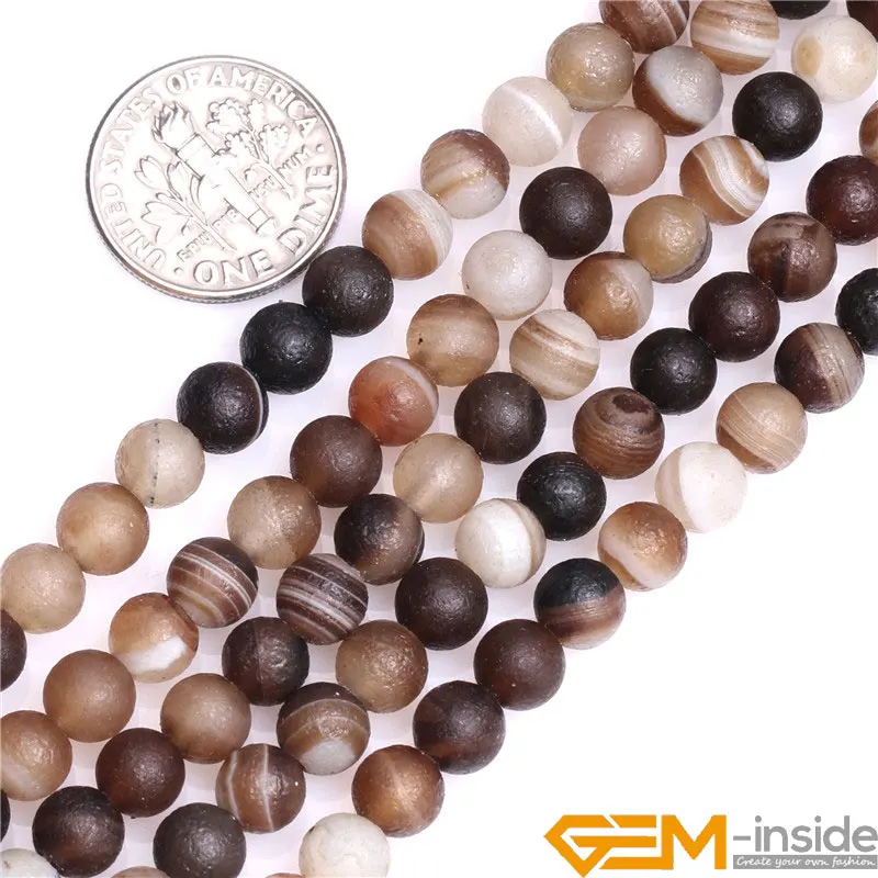 Round Frost Botswana Agat Beads Natural Stone Beads DIY Beads For Bracelet Or Necklace Making Strand 15\