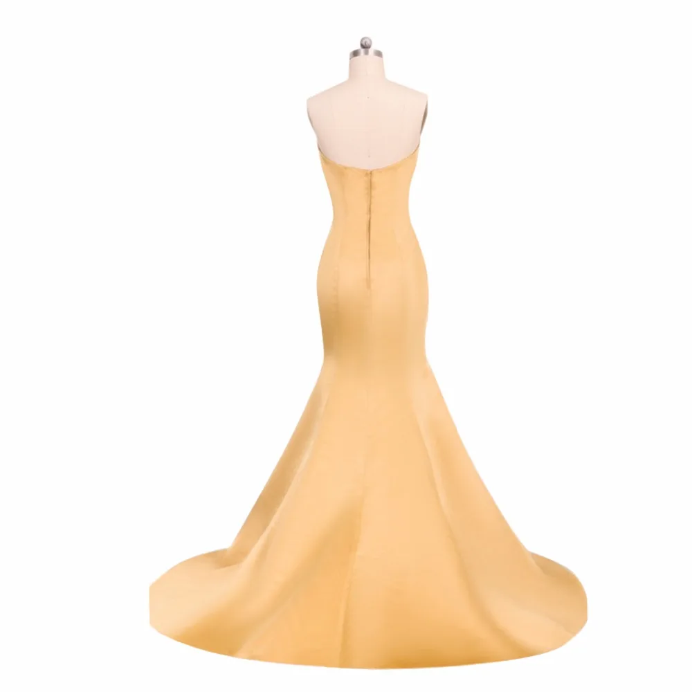 فستان سهرة طويل بتصميم حورية البحر, فستان سهرة طويل بدون أكمام باللون الذهبي مناسب للحفلات ، موديل 2019 #5