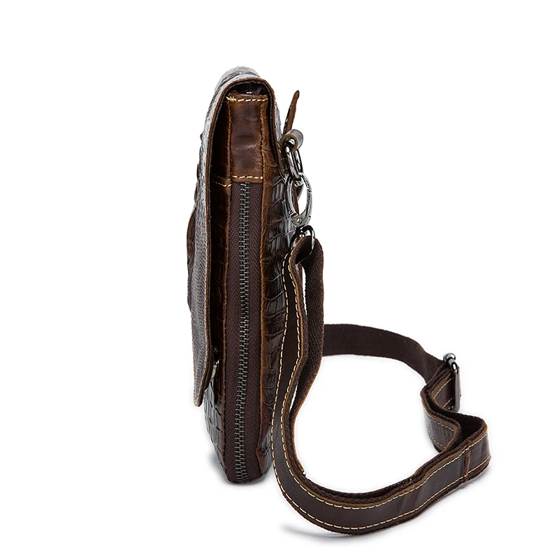 Imagem -03 - Westal Pacotes de Bolsas de Cintura dos Homens de Couro Genuíno Homem Mensageiro Bolsa Crossbody Bolsa de Couro do Couro de Crocodilo Padrão de Design Masculino 8000