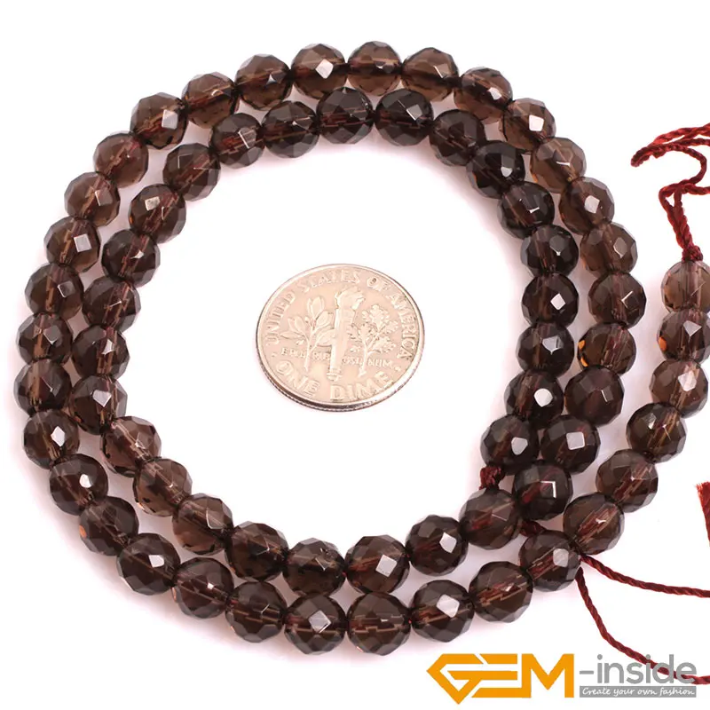 AAA Grade Faceted Dark Brown Smoky Quartzs Beads Selectable Size 4mm to 14mm Natural Stone Beads DIY Beads For Jewelry Making