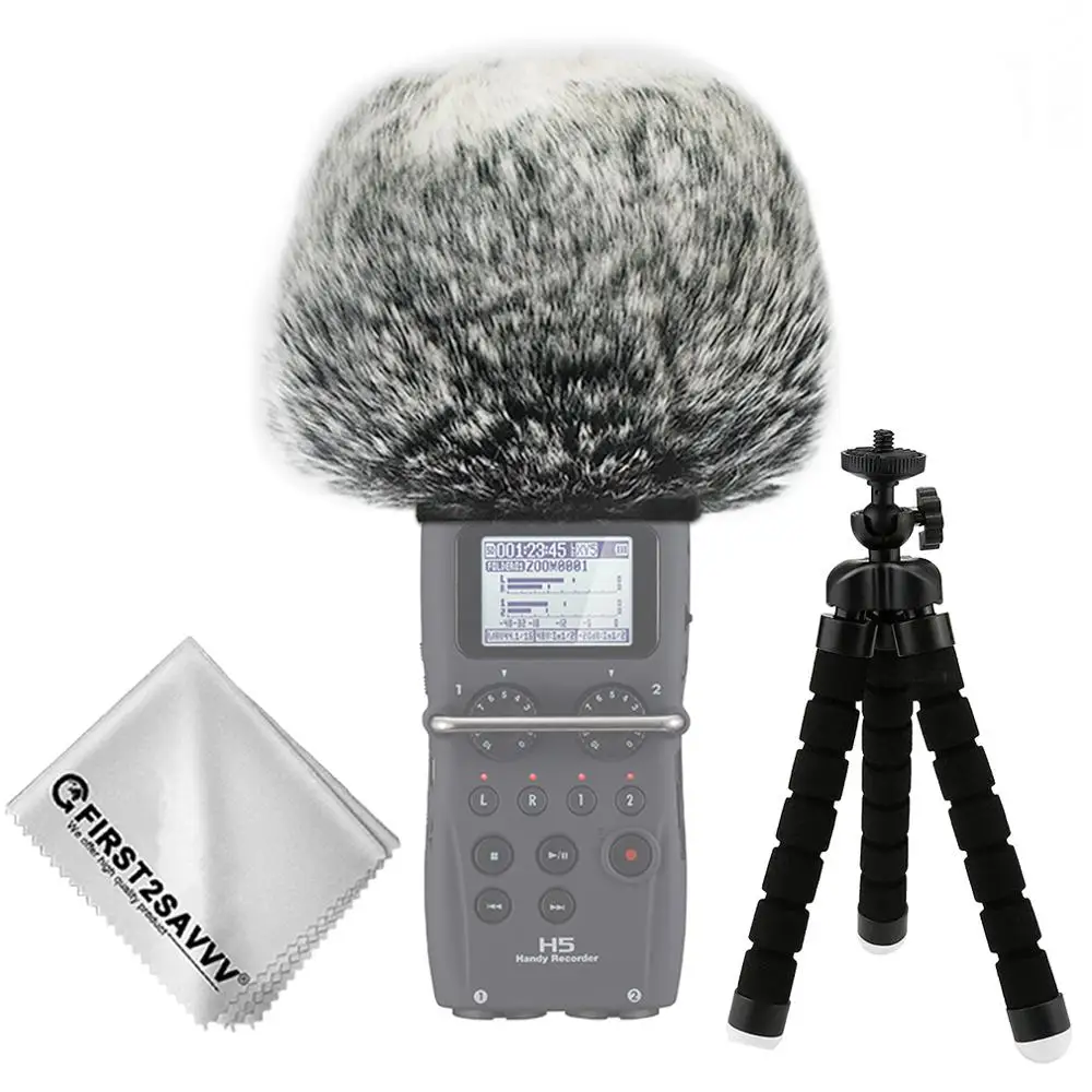 Outdoor Portable Digital Recorders Furry Microphone Mic Windscreen Wind Muff for ZOOM H5 ZOOM H6 ZOOM H5/H6 + mini tripod