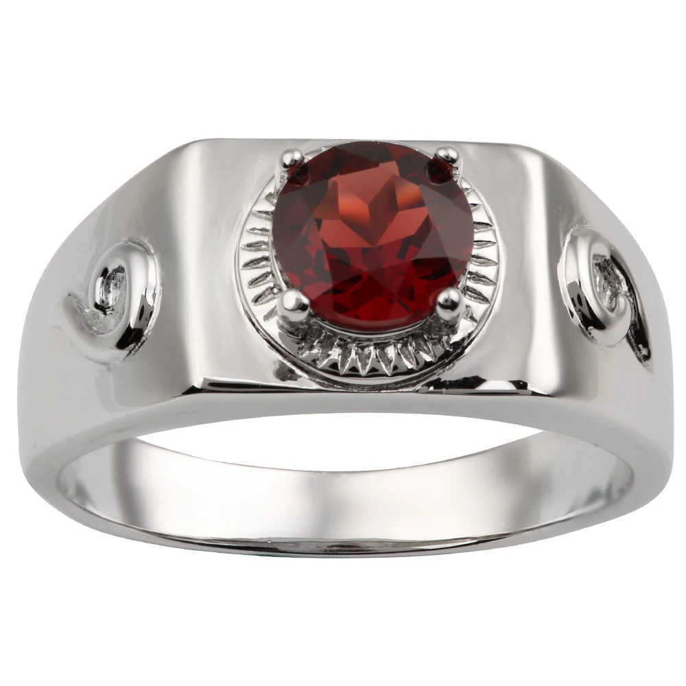 Men Ring 925 Silver Red Garnet 8mm Natural Gemstone Heavy Band January Capricorn Sign Birthstone Jewelry R512RGN