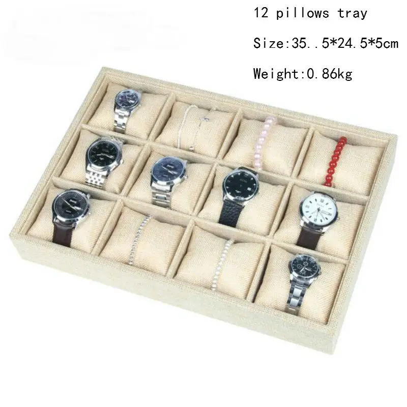 Hot selling Fashionable 12 Pillows Jewelry Box Bracelet Display Watch Holder Organizer Bangle Chain Showcase Jewelry Display