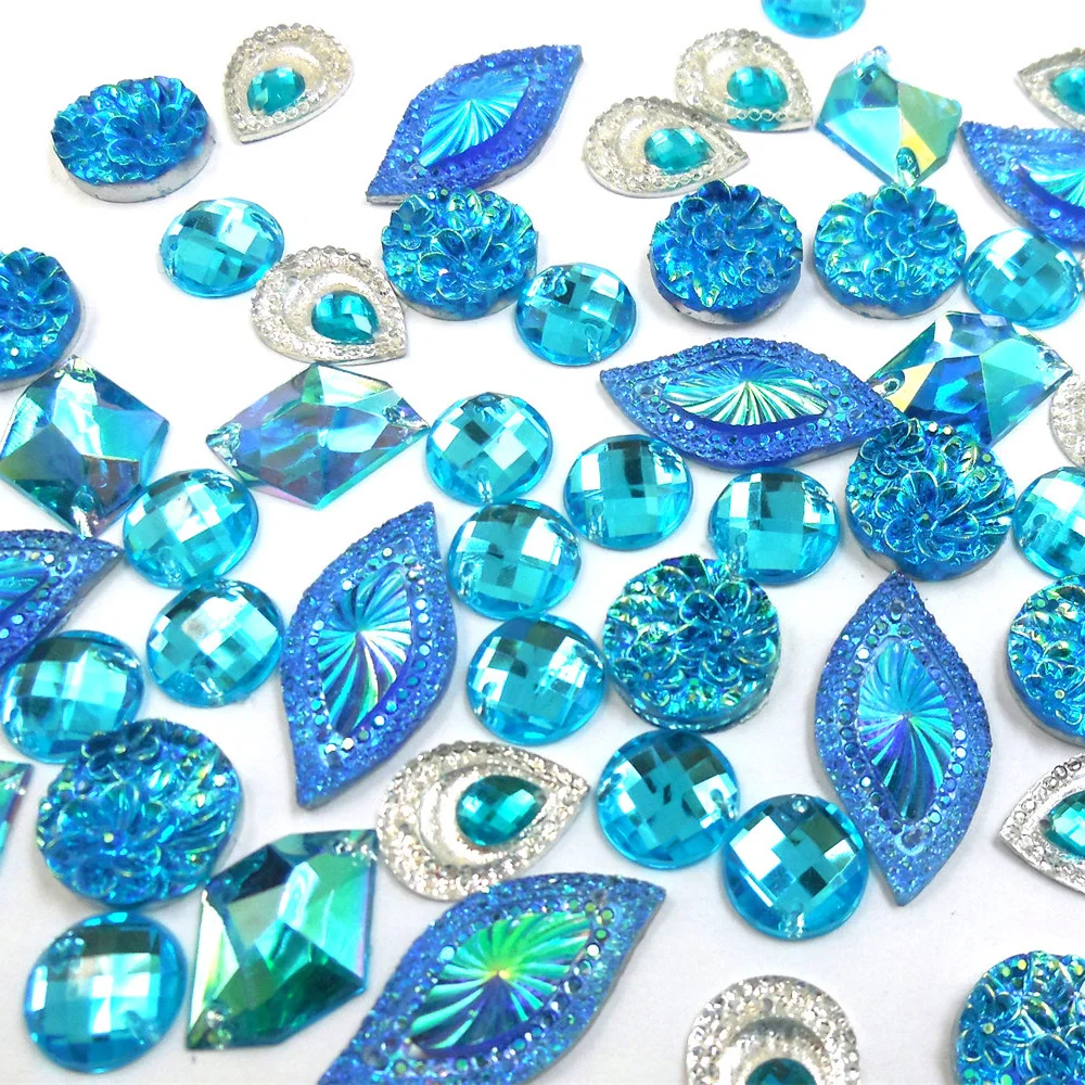 

Mix Shape Light Blue 160pcs Clothes Wedding Dress Sew on Stones and Crystals Rhinestones For Sewing Prom Gown Party Decoration