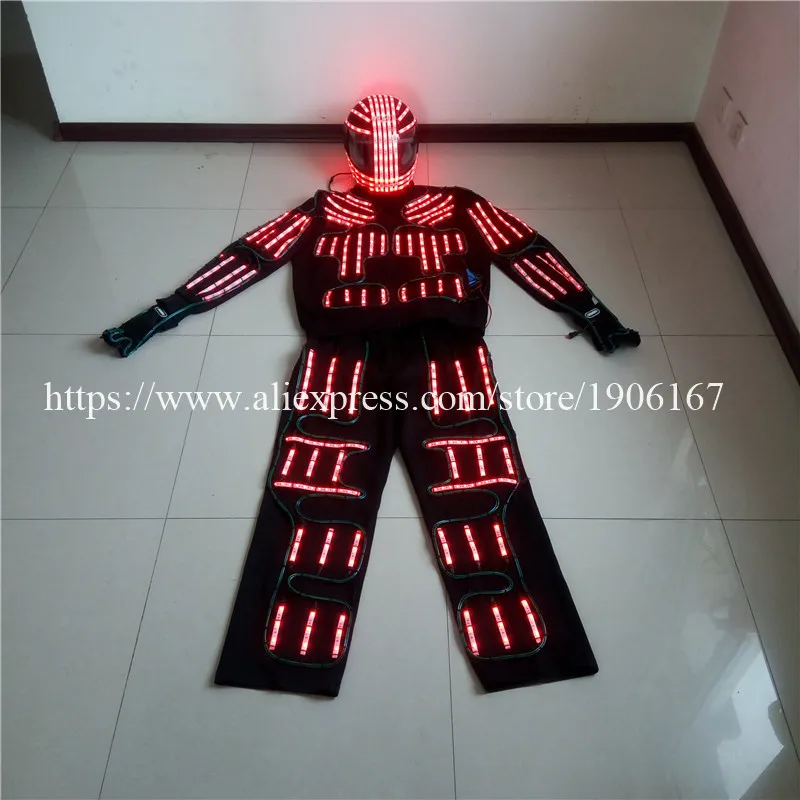 RGB LED Costume LED Clothing el wire costumes LED Robot suits david with remote control