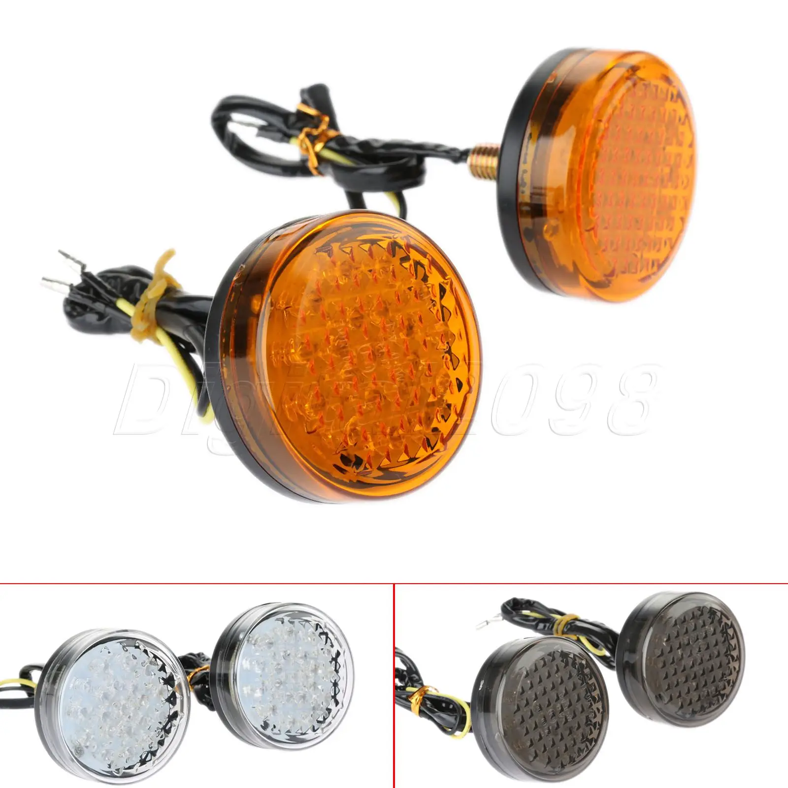 Yetaha Universal 2pcs Motorcycle LED Turn Signal Lights Lamp Flashing 20 Led Indicator Round Amber Blinker Bulb For Yamaha Honda