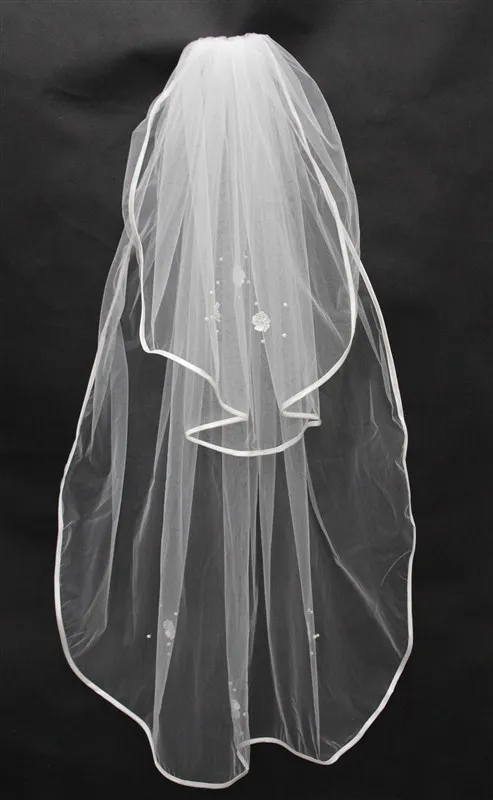 New Bridal Cheap In Stock Tulle Wedding Veil 2 Layers WhiteIvory Fast Delivery