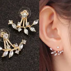 2019 New Fashion Personality Leaves Earrings Rhinestone Stud Earrings Gift Hanging Branches After Women Jewelry Wholesale Brinco