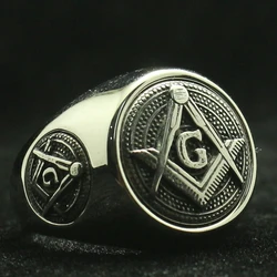 316L Stainless Steel Cool Newest 3 logos Freemasons Personal Design Cool Ring