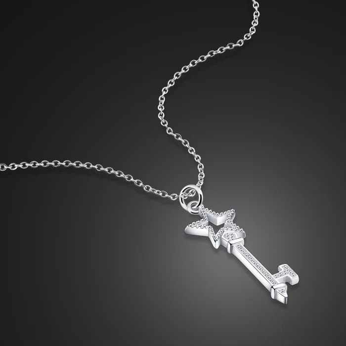 Fashion 925 Sterling Silver necklace Female Girls Rising Star Pendant Silver Clavicle Necklace Lady Teen Wedding Neck Chain