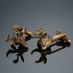 DY High quality brass material back to ancient design deer head Cufflinks Men's French shirt Cufflink wholesale Jewelry