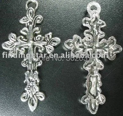 45pcs Tibetan silver metal cross pendants 48mm A1360