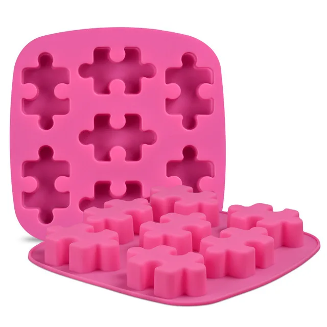 Block Puzzle Coaster Silicone Molds 3D Concrete Tray Mold Fondant Cake Baking Molds Coffee Cup Holder Cement Block Candle Moulds
