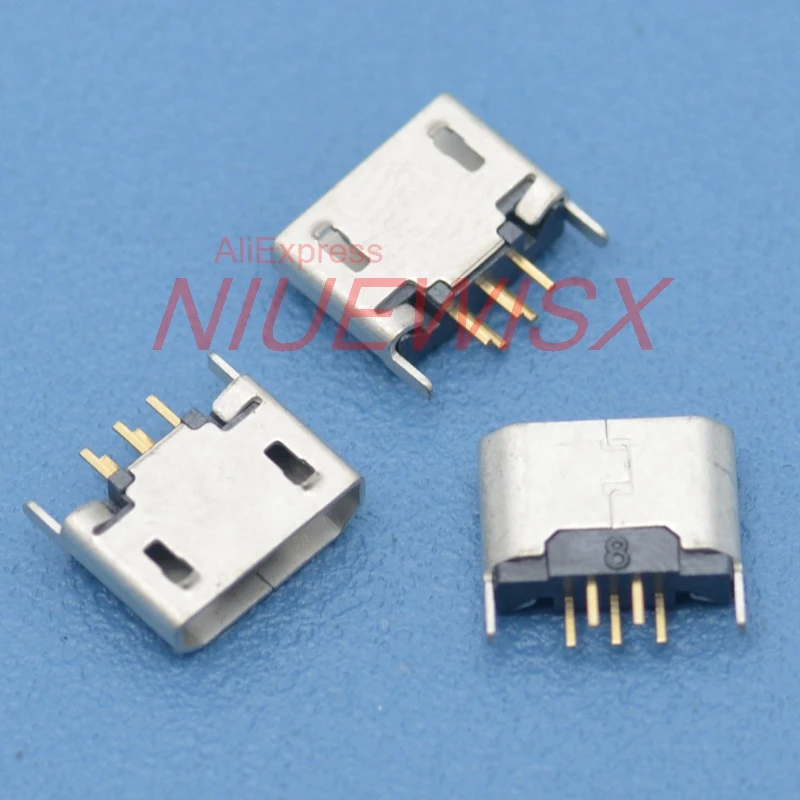 100pcs Flat Mouth MICRO USB Vertical 5pin 180 degrees connector For Mobile phone Mini USB 5pin jack 5P Direct plug-in connector