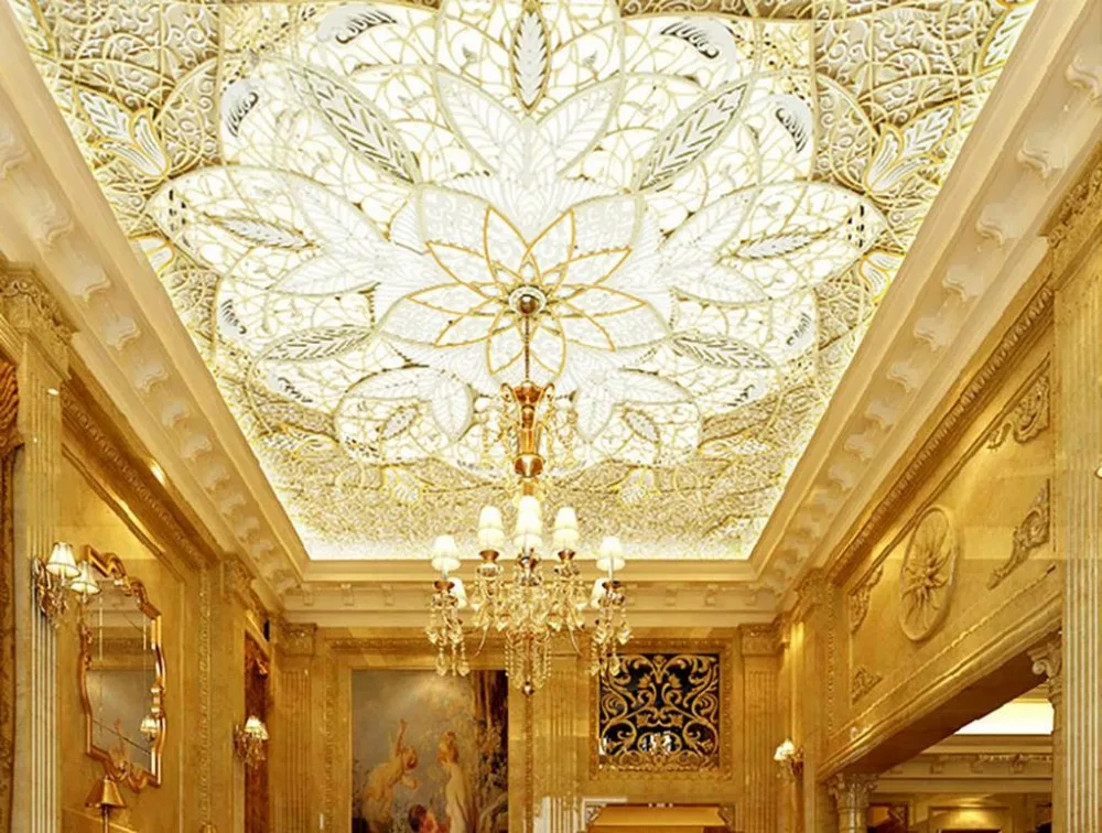 

Home Ceiling Decoration 3D Wallpaper Painting relief pattern Ceiling Murals Modern 3D Mural Ceiling Custom size