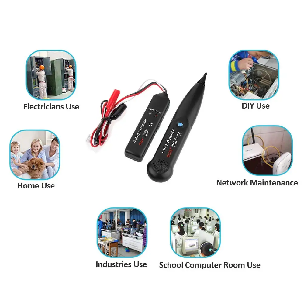 Kabel Tracker RJ11 Kawat Tracer Ethernet Tracker Telepon Tone Generator Line Toner Tester untuk Jaringan Telepon