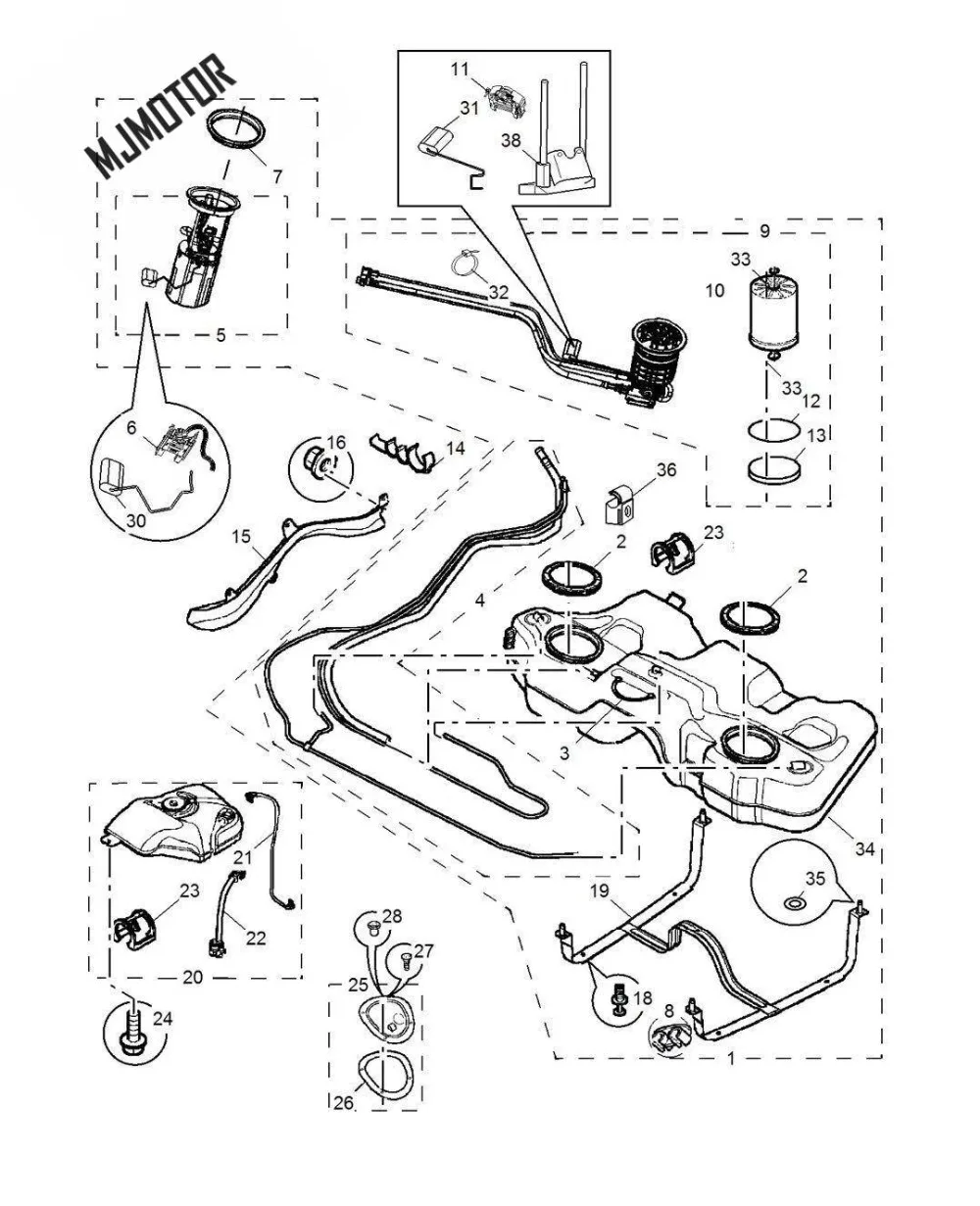 2 modelos de filtro combustível ASSY-FUEL para o chinês saic roewe 750 1.8t 2.5l motor do carro automóvel parte wfls0010a/lpw100160